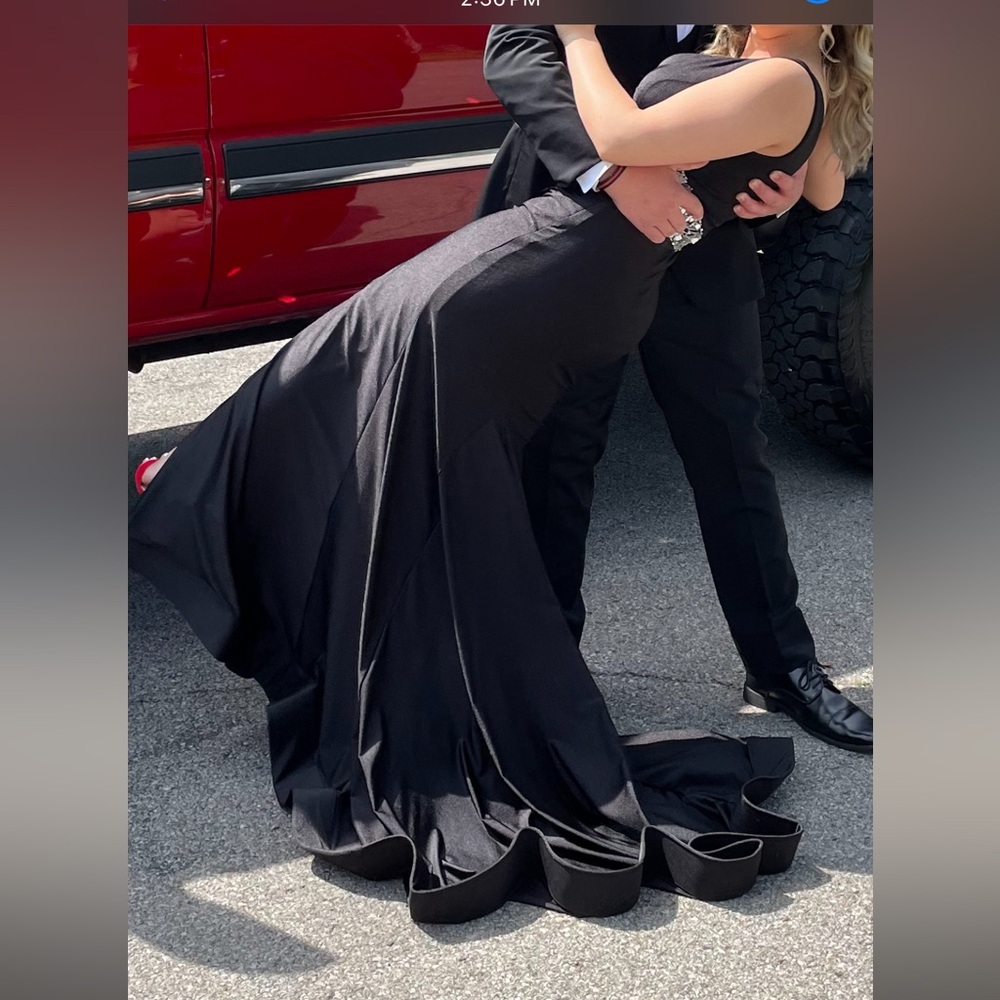 Black and silver prom dress